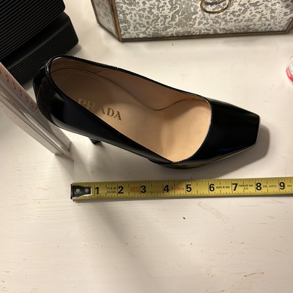 Black, Size 8 asymmetrical square toes Prada pumps - Picture 13 of 15